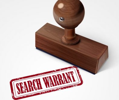 stamp search warrant in red